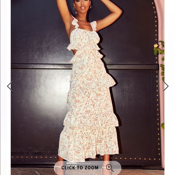 LUCIE FLORAL MAXI DRESS- IVORY/COMBO - Picture 1 of 1